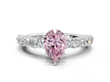 White gold Fancy Pink Pear Cut Diamond Solitaire Ring with Shared Prong Pavé Band and Four-Prong Setting_57