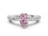 White gold Fancy Pink Pear Cut Diamond Solitaire Ring with Shared Prong Pavé Band and Four-Prong Setting_71
