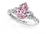 White gold Fancy Pink Pear Cut Diamond Solitaire Ring with Side Stones and Four-Prong Setting_58