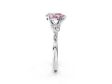 White gold Fancy Pink Pear Cut Diamond Solitaire Ring with Side Stones and Four-Prong Setting_59