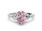White gold Fancy Pink Pear Cut Diamond Solitaire Ring with Side Stones and Four-Prong Setting_61