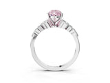 White gold Fancy Pink Pear Cut Diamond Solitaire Ring with Side Stones and Four-Prong Setting_64