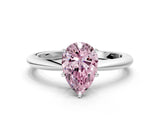 White gold Fancy Pink Pear Cut Diamond Solitaire Ring with Six-Prong Setting and Classic Band_297