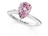 White gold Fancy Pink Pear Cut Diamond Solitaire Ring with Six-Prong Setting and Classic Band_298