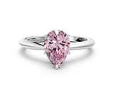 White gold Fancy Pink Pear Cut Diamond Solitaire Ring with Six-Prong Setting and Classic Band_303