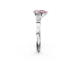 White gold Fancy Pink Pear  Cut Diamond Solitaire Ring with Tapered Baguette Accents and Four-Prong Setting_116