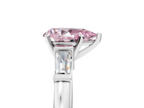 White gold Fancy Pink Pear  Cut Diamond Solitaire Ring with Tapered Baguette Accents and Four-Prong Setting_119