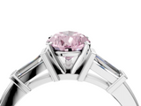 White gold Fancy Pink Pear  Cut Diamond Solitaire Ring with Tapered Baguette Accents and Four-Prong Setting_124