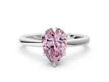 White gold Fancy Pink Pear Cut Diamond Solitaire Ring with Thin Band and Prong Setting_28
