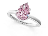 White gold Fancy Pink Pear Cut Diamond Solitaire Ring with Thin Band and Prong Setting_29