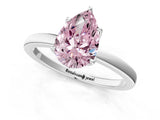White gold Fancy Pink Pear Cut Diamond Solitaire Ring with Thin Band and Prong Setting_35