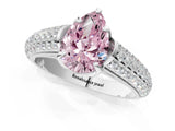 White gold Fancy Pink Pear Cut Diamond Solitaire Ring with Three-Row Pavé Band and Four-Prong Setting_50