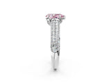 White gold Fancy Pink Pear Cut Diamond Solitaire Ring with Three-Row Pavé Band and Four-Prong Setting_51