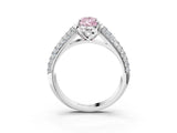 White gold Fancy Pink Pear Cut Diamond Solitaire Ring with Three-Row Pavé Band and Four-Prong Setting_52