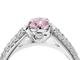 White gold Fancy Pink Pear Cut Diamond Solitaire Ring with Three-Row Pavé Band and Four-Prong Setting_53