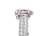 White gold Fancy Pink Pear Cut Diamond Solitaire Ring with Three-Row Pavé Band and Four-Prong Setting_54