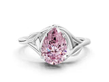 White gold Fancy Pink Pear Cut Diamond Solitaire Ring with Twist Band and Four-Prong Setting_115