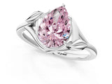 White gold Fancy Pink Pear Cut Diamond Solitaire Ring with Twist Band and Four-Prong Setting_116