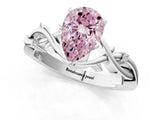 White gold Fancy Pink Pear Cut Diamond Solitaire Ring with Twisted Band and Prong Setting_352