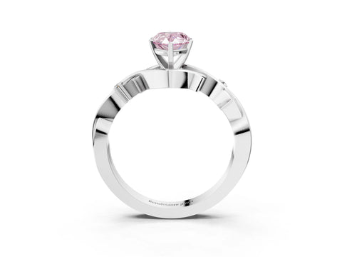 White gold Fancy Pink Pear Cut Diamond Solitaire Ring with Twisted Band and Prong Setting_354