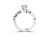 White gold Fancy Pink Pear Cut Diamond Solitaire Ring with Twisted Band and Prong Setting_355