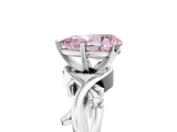 White gold Fancy Pink Pear Cut Diamond Solitaire Ring with Twisted Band and Prong Setting_357