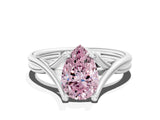 White gold Fancy Pink Pear Cut Diamond Solitaire Twist Band Prong Setting Ring_67