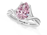 White gold Fancy Pink Pear Cut Diamond Solitaire Twist Band Prong Setting Ring_68