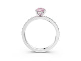 White gold Fancy Pink Pear  Cut Diamond Solitaire with Pave Band and Four-Prong Setting 4