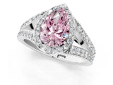 White gold Fancy Pink Pear Cut Diamond Split Shank Halo Ring with Four-Prong Setting_101