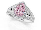 White gold Fancy Pink Pear Cut Diamond Split Shank Halo Ring with Four-Prong Setting_80