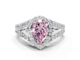 White gold Fancy Pink Pear Cut Diamond Split Shank Halo Ring with Four-Prong Setting_88
