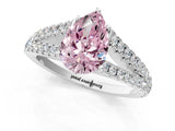 White gold Fancy Pink Pear Cut Diamond Split Shank Pavé Engagement Ring with Four-Prong Setting_87
