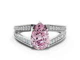 White gold Fancy Pink Pear Cut Diamond Split Shank Ring with Pavé Band and Four-Prong Setting_87