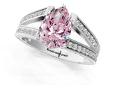 White gold Fancy Pink Pear Cut Diamond Split Shank Ring with Pavé Band and Four-Prong Setting_88