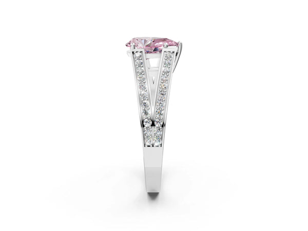 Platinum Pear-Shaped Pave Split Shank Engagement Ring Setting for Fancy Pink Center