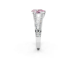 White gold Fancy Pink Pear Cut Diamond Split Shank Ring with Pavé Band and Four-Prong Setting_89