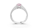 White gold Fancy Pink Pear Cut Diamond Split Shank Ring with Pavé Band and Four-Prong Setting_90