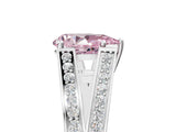 White gold Fancy Pink Pear Cut Diamond Split Shank Ring with Pavé Band and Four-Prong Setting_92