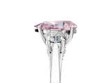 White gold Fancy Pink Pear Cut Diamond Three-Stone Engagement Ring with Prong Setting and Pavé Band_5