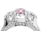 White gold Fancy Pink Pear Cut Diamond Three-Stone Ring with Channel Set Band and Four-Prong Setting_66