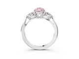 White gold Fancy Pink Pear Cut Diamond Three-Stone Ring with Pear  Side Stones and Prong Setting_147