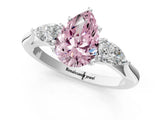 White gold Fancy Pink Pear Cut Diamond Three-Stone Ring with Pear  Side Stones and Prong Setting_148