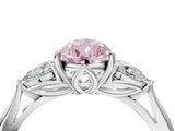 White gold Fancy Pink Pear Cut Diamond Three-Stone Ring with Pear  Side Stones and Prong Setting_151