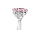 White gold Fancy Pink Pear Cut Diamond Three-Stone Ring with Pear  Side Stones and Prong Setting_152