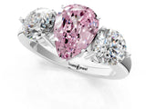 White gold Fancy Pink Pear Cut Diamond Three-Stone Ring with Prong Setting and Classic Band_118
