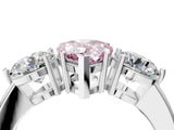 White gold Fancy Pink Pear Cut Diamond Three-Stone Ring with Prong Setting and Classic Band_121
