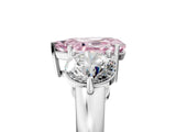 White gold Fancy Pink Pear Cut Diamond Three-Stone Ring with Prong Setting and Classic Band_122