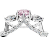 White gold Fancy Pink Pear Cut Diamond Three-Stone Ring with Prong Setting and Pavé Band_4