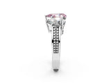 White gold Fancy Pink Pear Cut Diamond Three-Stone Ring with Prong Setting and Textured Band_14